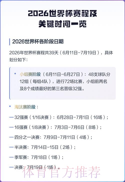 2026世界杯比赛日程安排全攻略 2026世界杯比赛日程安排全攻略
